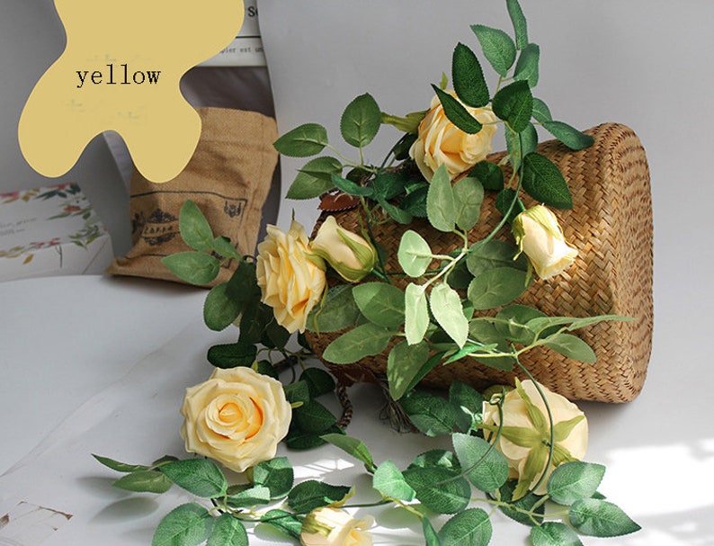 Artificial Silk Rose Flower Vine Hanging Decoration for Home Etsy