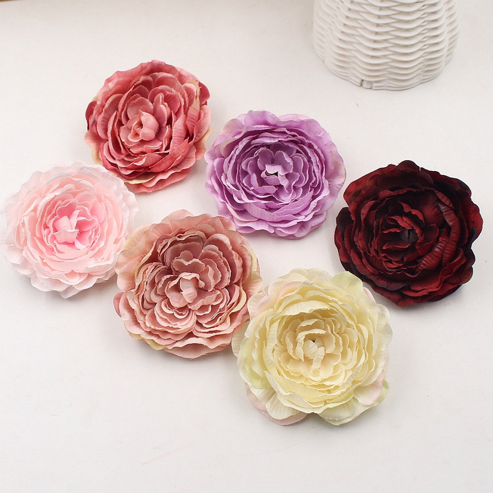 Silk Flower Heads Burgundy Flowers Quality Bulk Wholesale Big Etsy