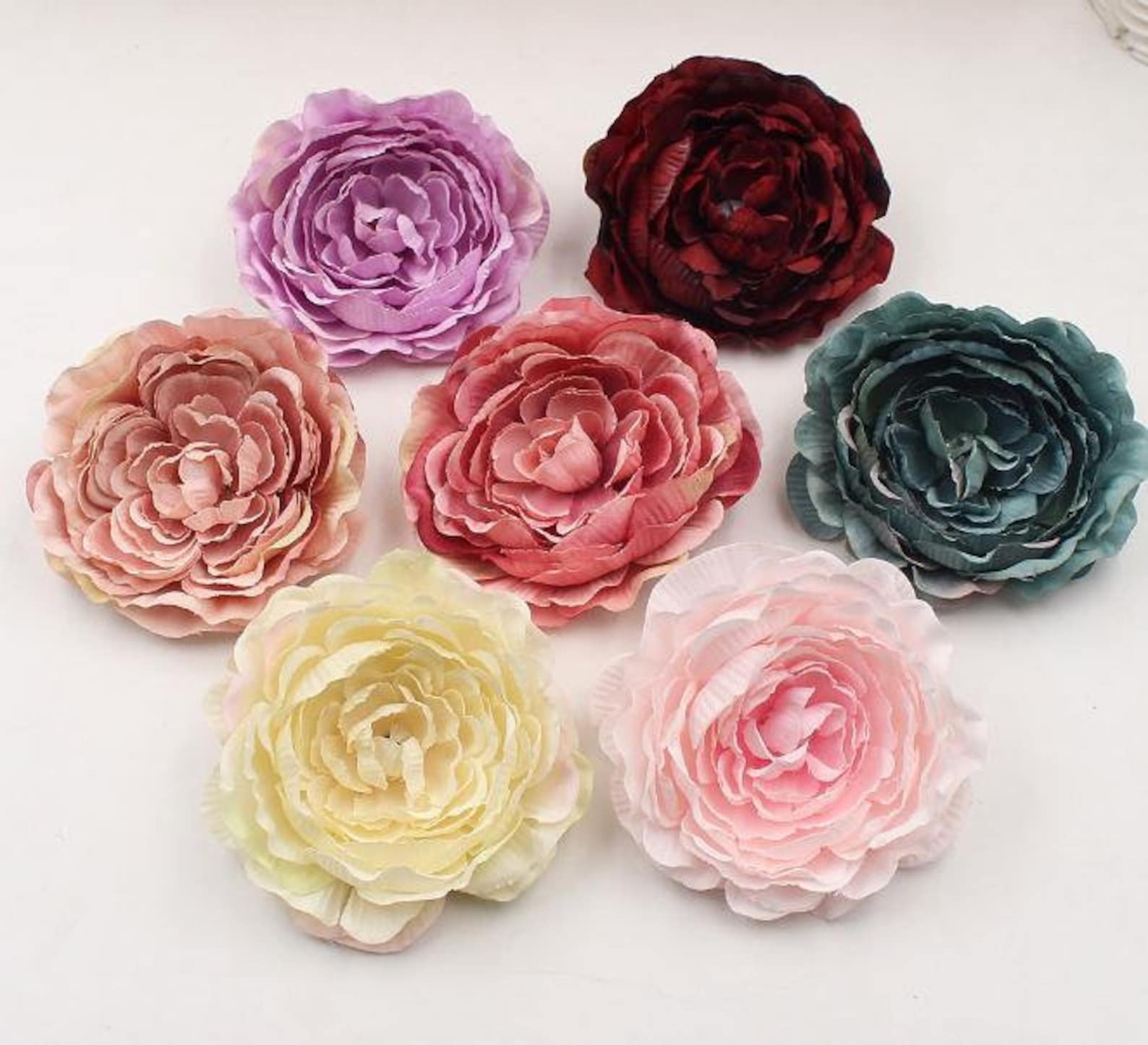 Silk Flower Heads Burgundy Flowers Quality Bulk Wholesale Big Etsy