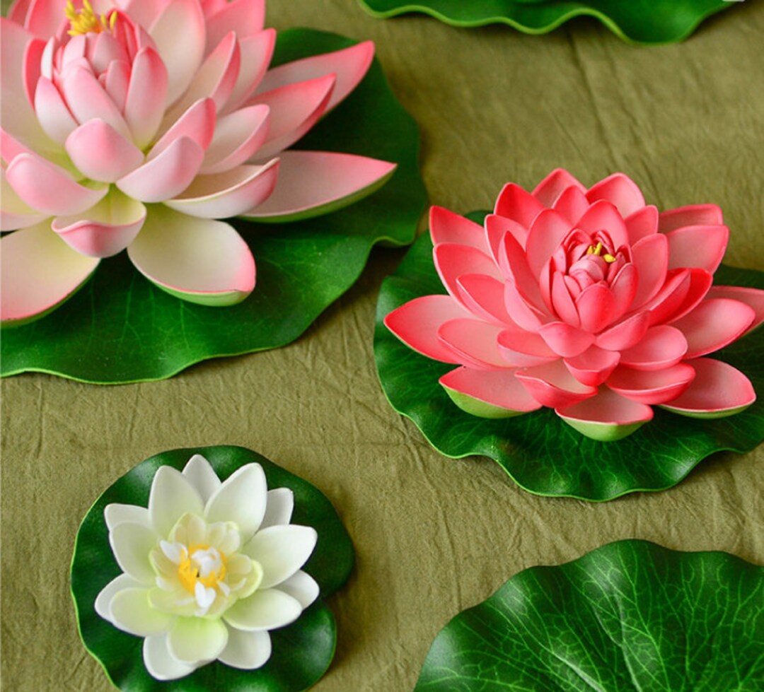 プールに浮かぶ人工蓮、蓮の葉の水槽装飾、造花と葉 - Etsy 日本
