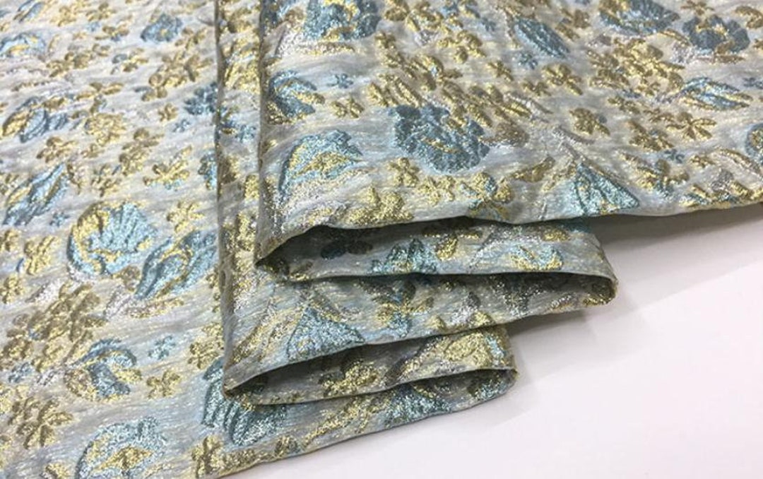 High Grade Elegant Gold Line Floral Brocade Clothing Fabric - Etsy