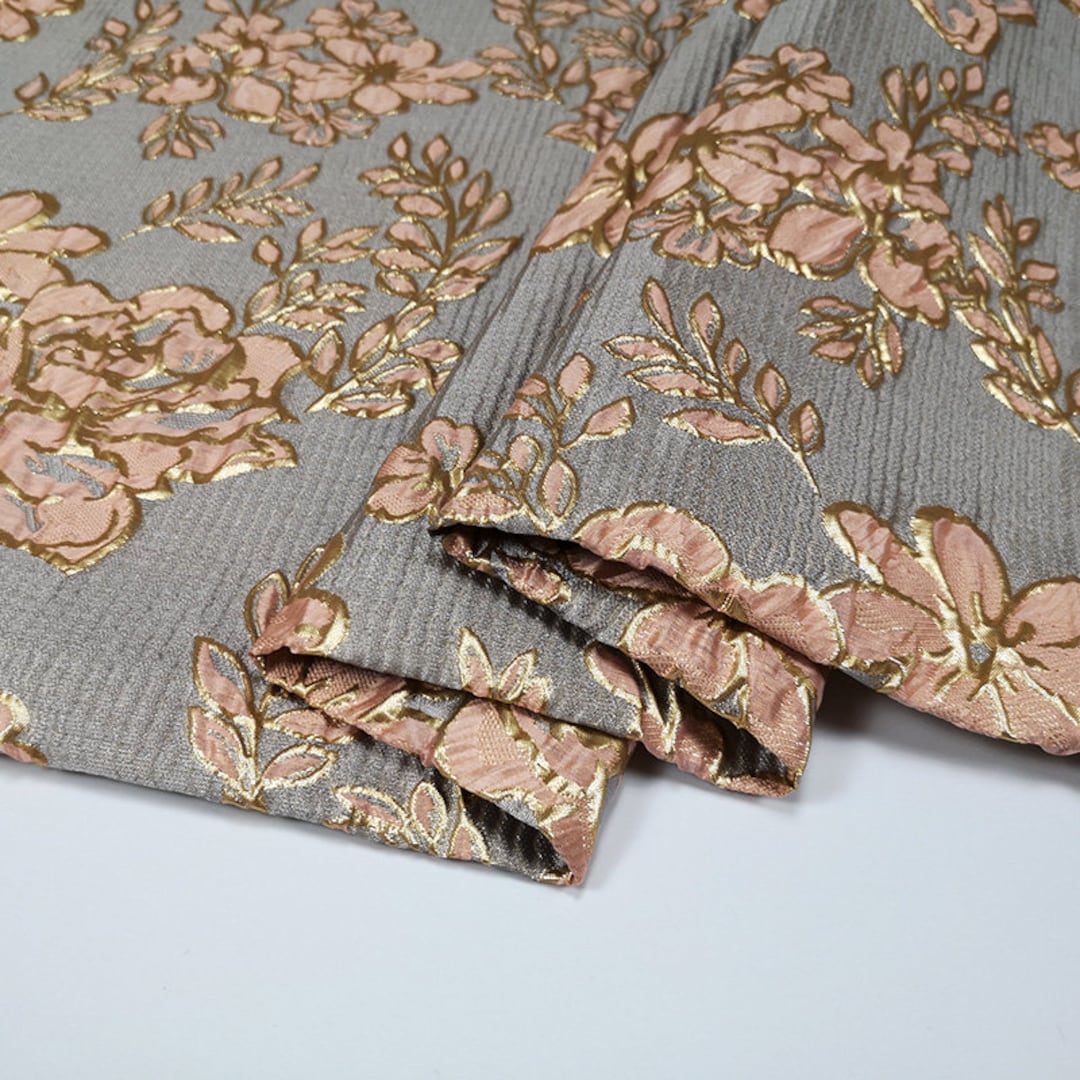 green emerald velvet dress Jacquard Brocade fabric Light Green Gold Dress Fabric Wedding bridal Silk  brocade Home Decor Upholstery Brocade fabric by the yard meter NFAF460 main image 0