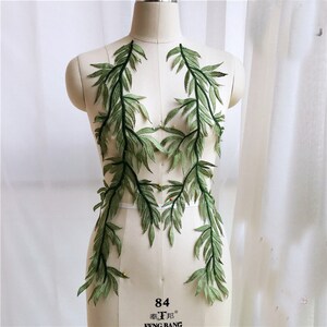 4 colors Long size leaf embroidery Lace Applique Patch,bridal lace applique,Prom Dress Embroidered Appliques 22cm x57cm