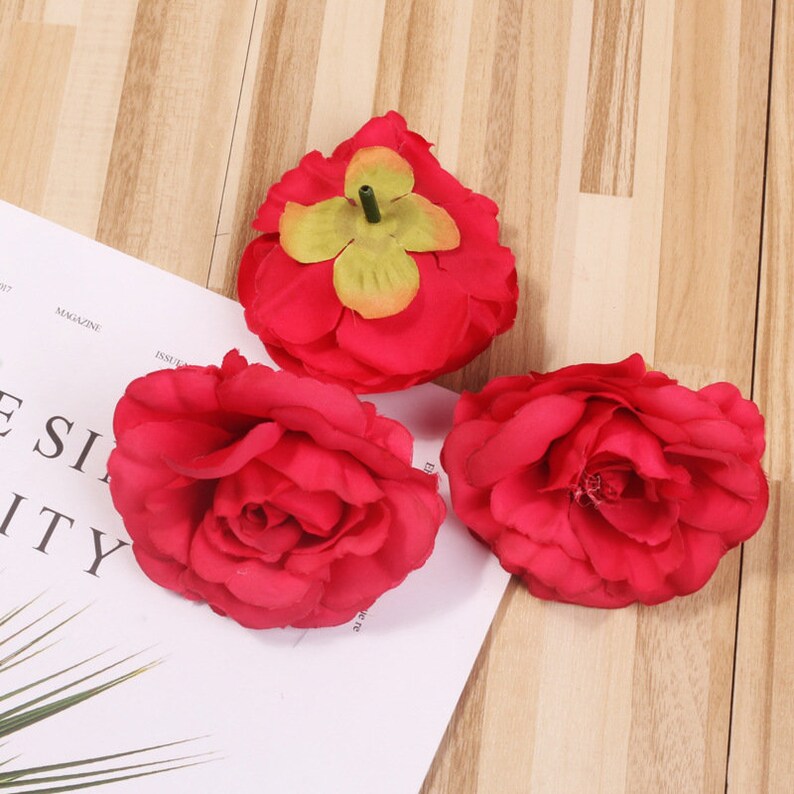 Silk Flower Heads Rose Flowers Quality Bulk Wholesale Big Etsy