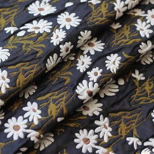 1 Yard Elegant Vintage Solid Floral Brocade Clothing Fabric High Grate Relief Romantic Flower Pattern Satin Fabric for Dress Skirt Suit Coat image 4