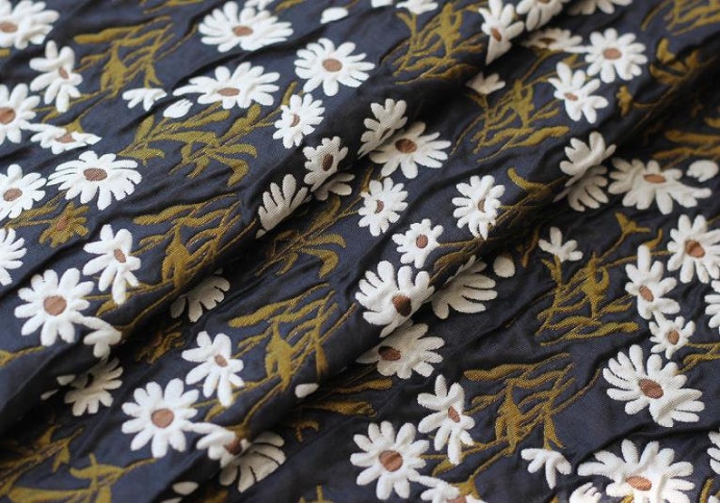 1 Yard Elegant Vintage Solid Floral Brocade Clothing Fabric High Grate Relief Romantic Flower Pattern Satin Fabric for Dress Skirt Suit Coat image 4
