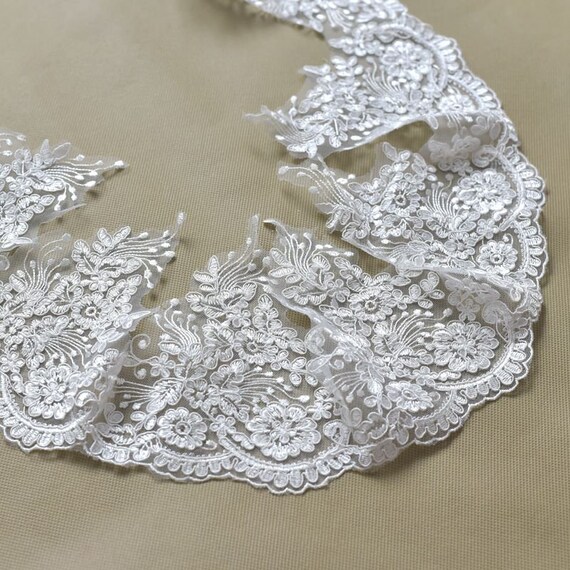 1Yard Perlen Blume Spitzenborte Stickerei Band DIY Hochzeitskleid Kleidung Nähen 1Yard Perlen Blume Spitzenborte Stickerei Band DIY Hochzeitskleid Kleidung Nähen