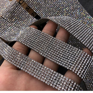 Iron-on Clothes Rhinestone Strips DIY Pants Side Stickers Diamond Wedding dress Accessories