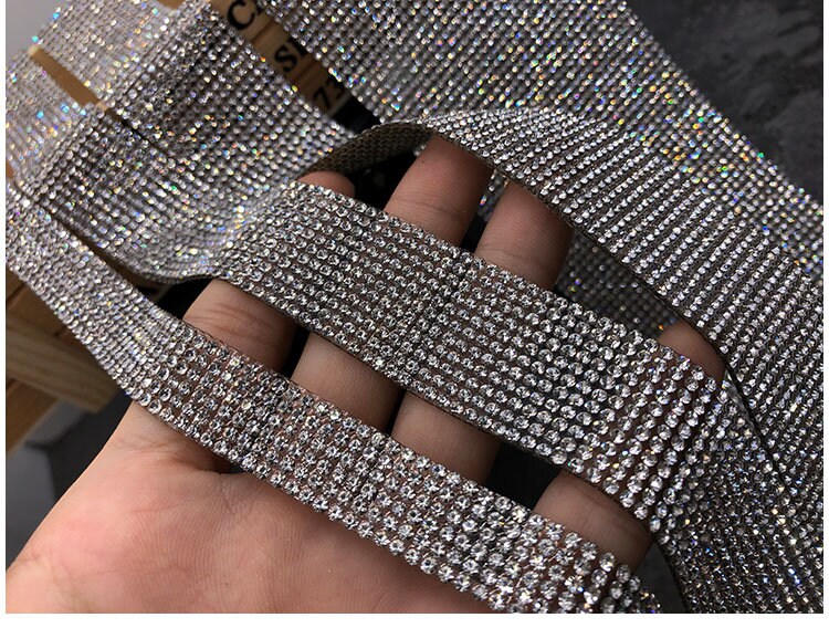 Iron-on Clothes Rhinestone Strips DIY Pants Side Stickers Diamond Wedding dress Accessories