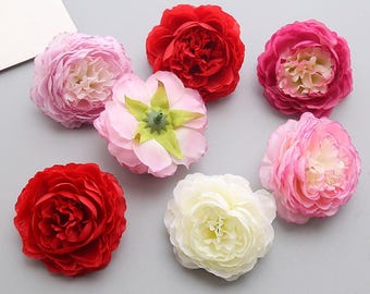 10pcs Silk Peony Head,Quality Bulk Flower Heads ,Hairpin Flower Wedding Flowers Decoration