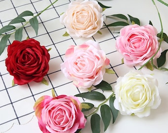 Têtes de fleurs en soie Rose fleurs qualité en vrac en gros grosses têtes de pivoine fleur artificielle 9 cm Rose pour la décoration de fête
