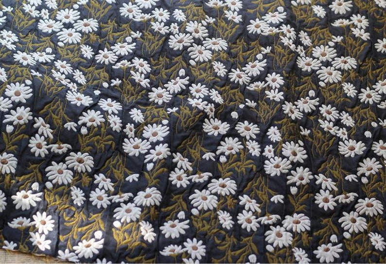 1 Yard Elegant Vintage Solid Floral Brocade Clothing Fabric High Grate Relief Romantic Flower Pattern Satin Fabric for Dress Skirt Suit Coat image 7