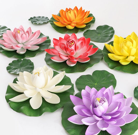 Ninfee Artificiali Galleggianti Per Laghetto - 5 Pezzi Fiori Di Loto In Schiuma EVA Bianchi - Foto 5