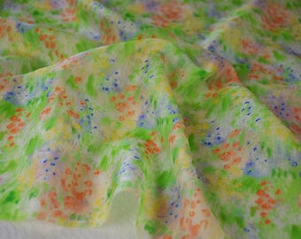 Green Floral Silky Fabric Soft Smooth Flower Tencel Fabric for Dress Shirt Skirt