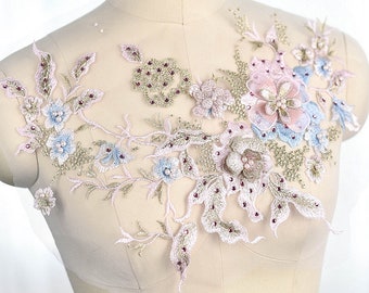 12 different colors solid white flower embroidery  Lace Applique Patch,bridal lace applique,Embroidered Appliques 35cm x28cm