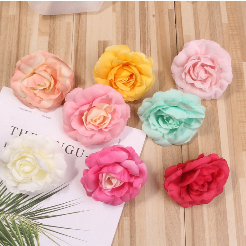 Silk Flower Heads Rose Flowers Quality Bulk Wholesale Big Etsy