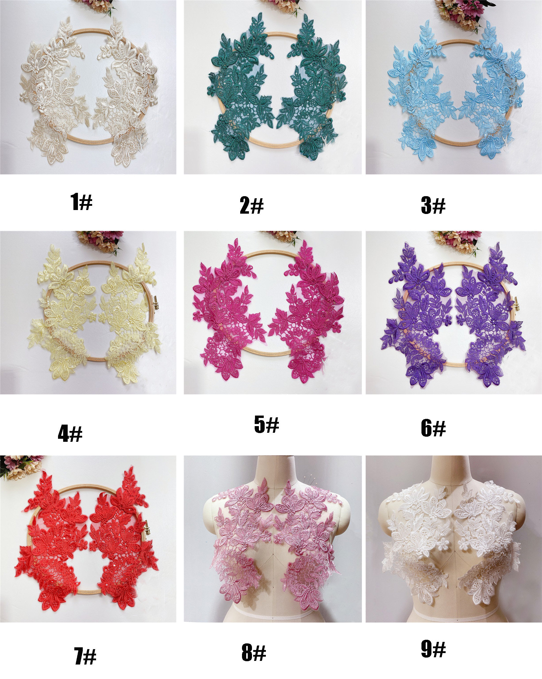 Tessuto Pizzo Macram&egrave; Motivo Floreale Blu - Iaia Tessuti