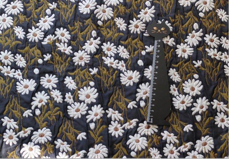 1 Yard Elegant Vintage Solid Floral Brocade Clothing Fabric High Grate Relief Romantic Flower Pattern Satin Fabric for Dress Skirt Suit Coat image 2