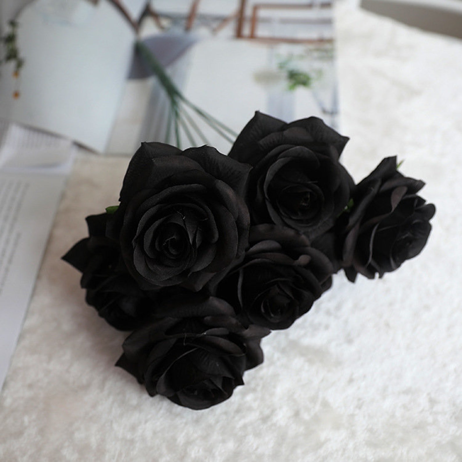 Artificial Flower Black Rose Bouquets for Wedding Decorbar Etsy