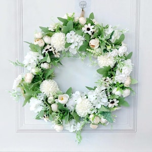 Corona de flores de peonía artificial de 45 cm para puerta, ideal para bodas y decoración de pared.