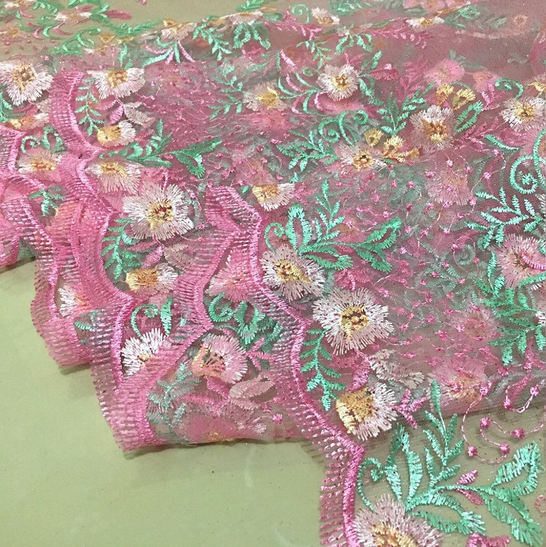 Gauze Luxurious Solid Floral Embroidered Lace Fabric for DIY Etsy
