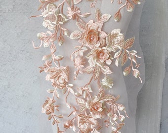 Luxurious Solid Floral embroidery Lace Fabric,Wedding Dress Beaded Flower Tulle Fabric