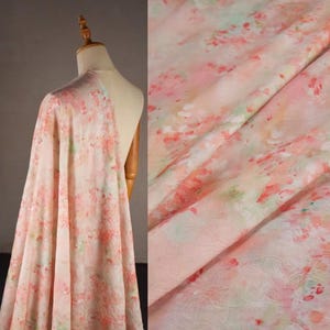 Vintage Rosa Blumendruck Seidenstoff Glatte Hochwertige Weiche Blume Stoff Für Kleid Shirt Rock Stoff Kinderkleid Stoff