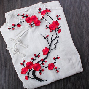 7 colors Plum blossom flower embroidery Applique Patch,dress applique,iron-on Embroidered Appliques for cheongsam