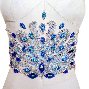 Luxuriöser, handgefertigter, mit Strass applizierter, perlenbesetzter Gürtelapplikations-Patch,heller Diamant-Brautkleid-Abschlussball-Kleid