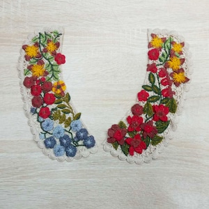Zwei Stücke Ein Paar Blume gestickte Kragenapplikationen Patch, gestickte Applikationen für Kleidung, Pullover, Kinderkleidung