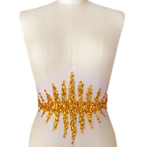 Luxuriöser, mit Strass applizierter, perlenbesetzter Gürtelapplikations-Patch, Hochzeitsbrautkleid, leuchtende Diamantapplikation Bild 3