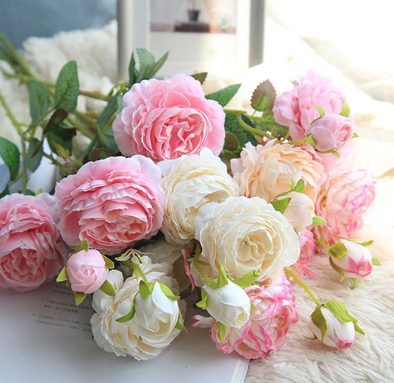 10 pcs Artificial flower Fake Peony for Bridal Bouquets,Wedding Centerpieces Arrangement,Fake Rose Floral Home Decoration,Table Decor-HZ04