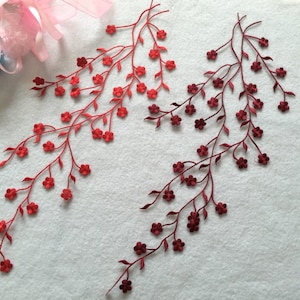 Multi-colored Luxurious Iron-on  Plum blossom Embroidery Lace Applique Patch ,bridal lace applique,Prom Dress Embroidered Appliques