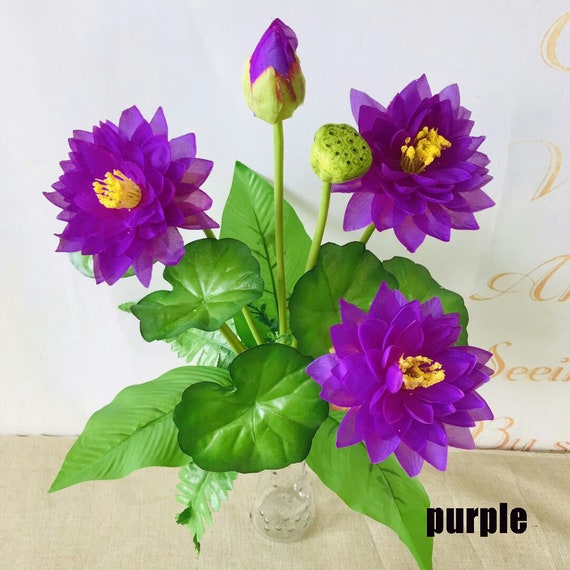 Artificial Flowers Decor Winter Artificial Fake Flowers with Ceramic  Vase,Artificial Lotus Flower for Living Room House Flowers Decoration  Artificial
