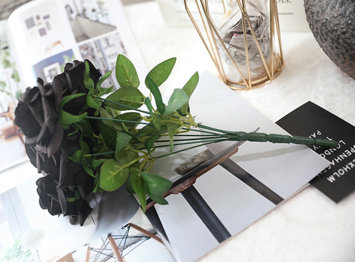 Artificial Flower Black Rose Bouquets for Wedding Decorbar Etsy