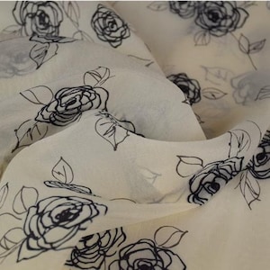 Encrypted organza rose floral chiffon fabric Clothing Fabric, soft and Smooth  Floral Fabric for Dress, skirt, nightgown