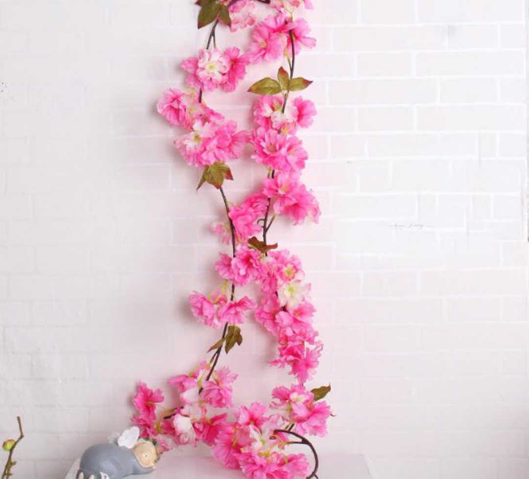 Wnvivi Artificial Cherry Blossoms Garland - 226cm Silk Flower Vine For Decor