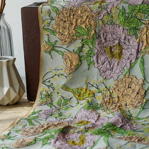 1 Yard High Quality Solid floral Brocade Clothes Fabric, Vintage Solid Relief Fabric for Dress ,Suit, Cheongsam. Home Decoration Fabric