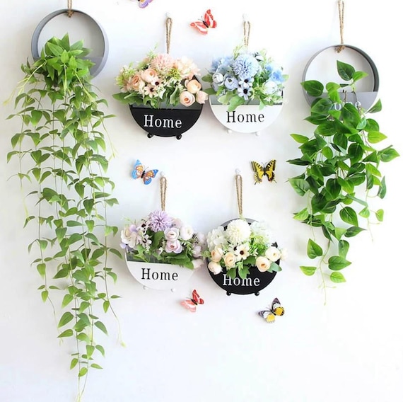 Kunstblumen-Fake-Pflanzen-Wandbehang-Dekoration mit Behlter - Etsy.de