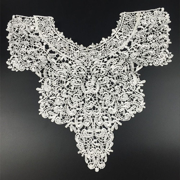 White Embroidery Lace Applique Patchclothes Collar Etsy