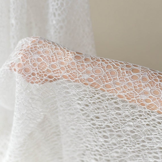 Luxurious Floral embroidery Lace Fabric for Wedding Dress,White Hollow Lace Material
