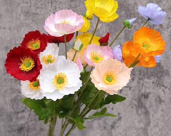 5 stems Artificial Flower Corn Poppy Bouquets,Wedding Centerpieces Flower Arrangement