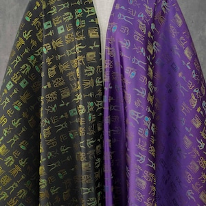Ancient Chinese Seal Script Jacquard Brocade Fabric, Golden Oracle Bone Character Woven Cloth for Dress,Suit, Bag,Home Decor & DIY Sewing