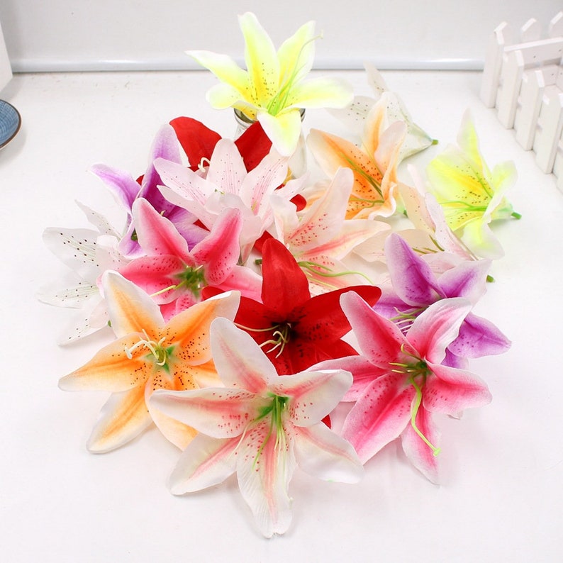 Silk Flower Heads Burgundy Flowers Quality Bulk Wholesale Lily Etsy