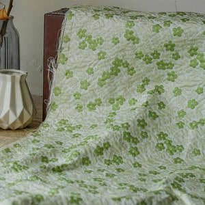 1 Yard High Quality Solid Floral Brocade Clothes Fabric, Vintage Green Flower Fabric for Dress ,Suit, Cheongsam. Home Decoration Fabric