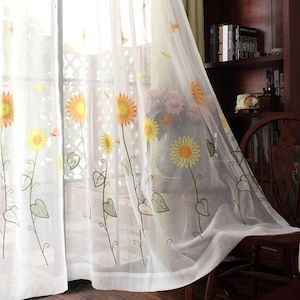 Tessuto di pizzo ricamo floreale 1 yard bianco, tessuto di garza cortina di pizzo, altezza di tessuto di tulle giallo girasole bella patten