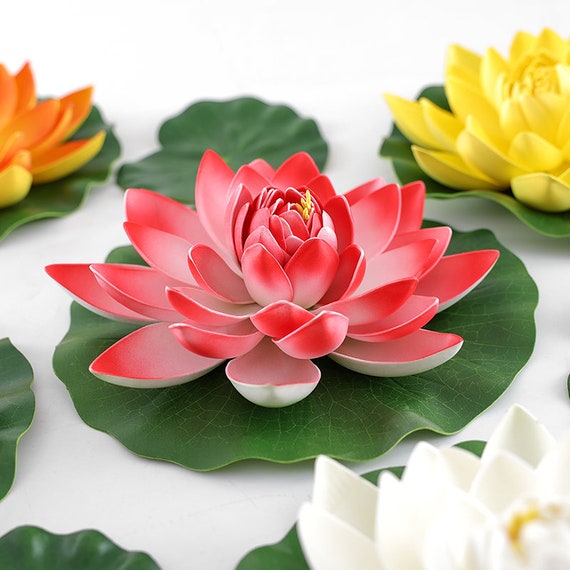 プールに浮かぶ人工蓮、蓮の葉の水槽の装飾、造花と葉 - Etsy 日本