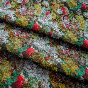 1 Yard High Quality Elegant Floral Brocade Fabric, Vintage Oil Painting Pattern Fabric for Dress ,Suit, Cheongsam. Home Decoration Fabric