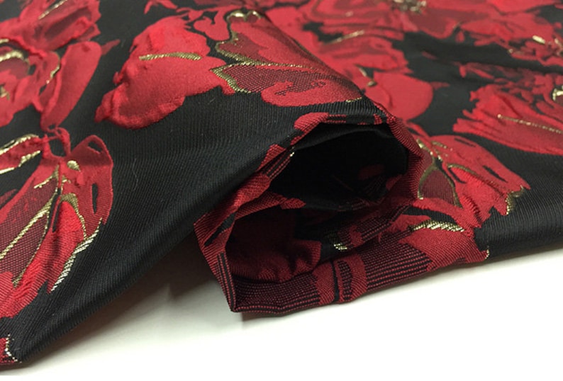 High Grade Multi-colored Elegant Floral Brocade Clothing Fabric Imported Romantic Big Flower Pattern Satin Farbic for Dress Skirt Suit Coat