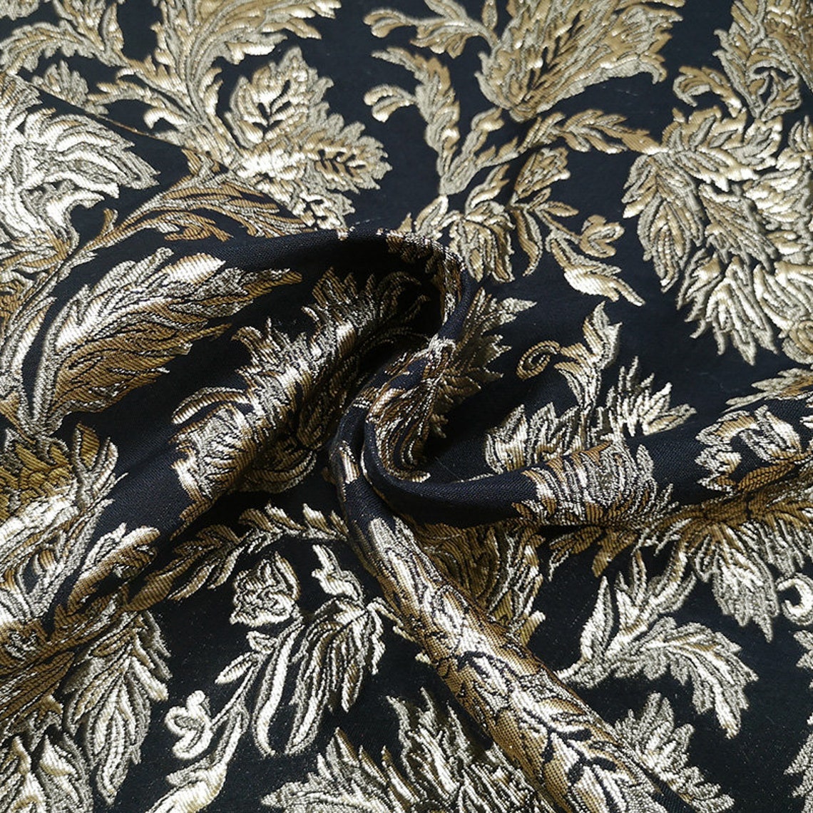 High Grade Elegant Solid Gold Line Floral Brocade Clothing | Etsy